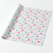 Christmas Deer Nordic Simple Blue Red Individuelle Geschenkpapier (Ungerollt)