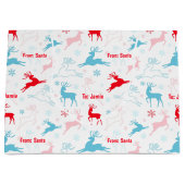 Christmas Deer Nordic Simple Blue Red Individuelle Große Geschenktüte (Vorderseite)