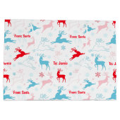 Christmas Deer Nordic Simple Blue Red Individuelle Große Geschenktüte (Rückseite)