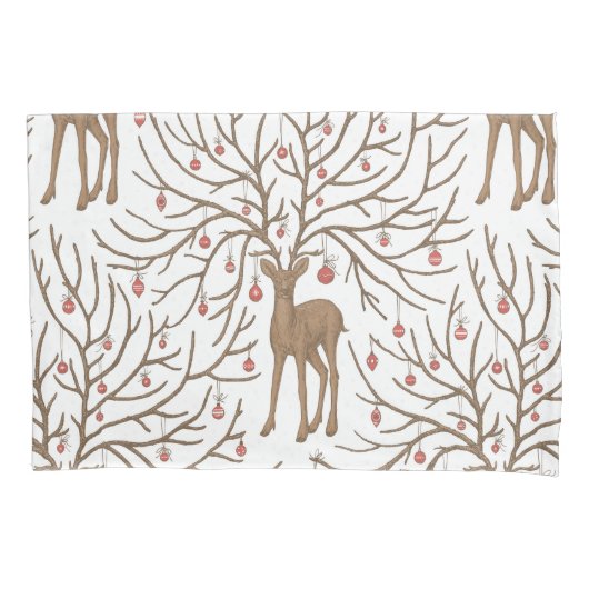 Christmas deer on white kissenbezug (Vorderseite-Links)