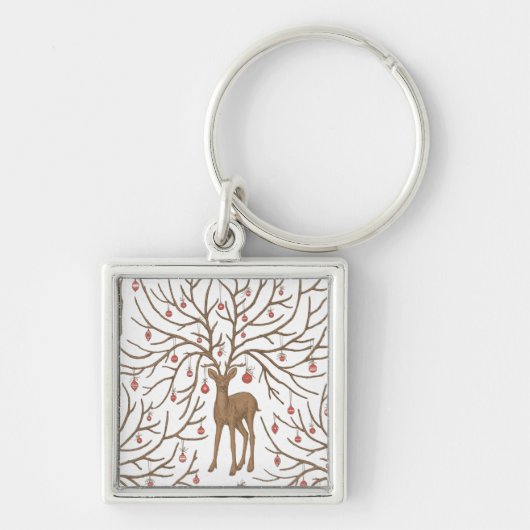 Christmas deer on white schlüsselanhänger (Vorne)