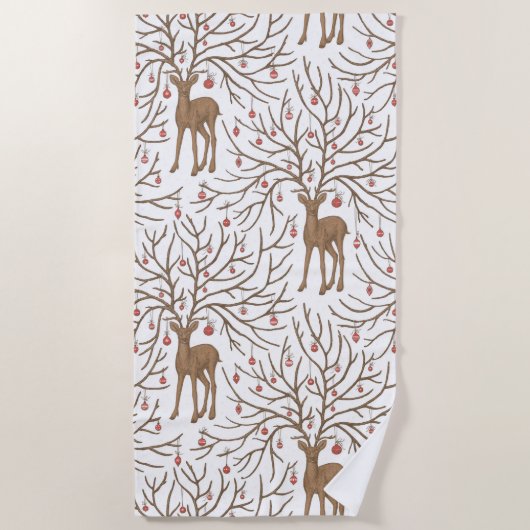 Christmas deer on white strandtuch (Vorderseite)