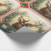 CHRISTMAS DEER,PINE CONES CROWN,GREEN GEMRed Geschenkpapier (Ecke)