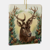 CHRISTMAS DEER ,PINE CONES CROWN,RED GREEN GEMS KERAMIKORNAMENT (Rechts)