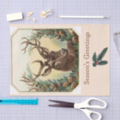 CHRISTMAS DEER,PINE CONES CROWN Saison Grüße Seidenpapier (Handwerk)