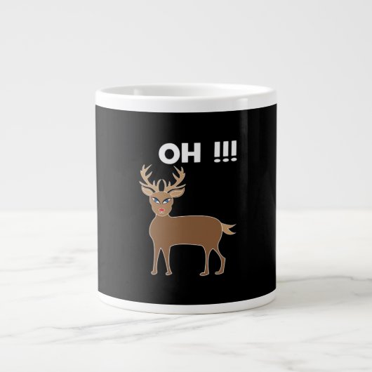 Christmas Deer Season Cute Festive Retro Style  Jumbo-Tasse (Vorderseite)