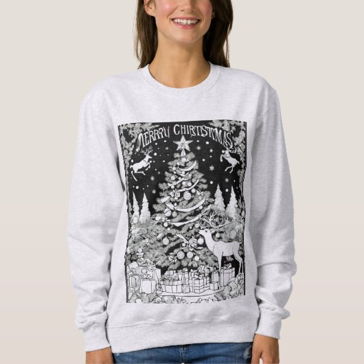 Christmas deer trees snow ladies  sweat-shirt  sweatshirt (Vorderseite)