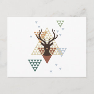 Christmas deer with abstract geometric pattern feiertagspostkarte