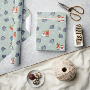 Christmas Deers Tree Snowman Weihnachten Geschenkpapier