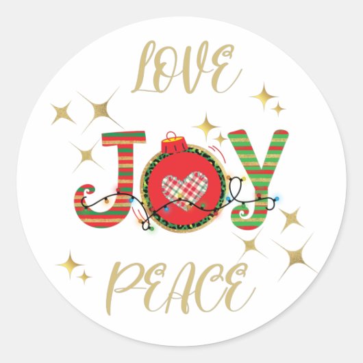 CHRISTMAS DESIGN LIEBE JOACE MIT CHRISTMAS LIG RUNDER AUFKLEBER (Vorderseite)