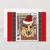 CHRISTMAS DEUTSCHE SCHEPHERD FEIERTAGSPOSTKARTE (Vorne/Hinten)