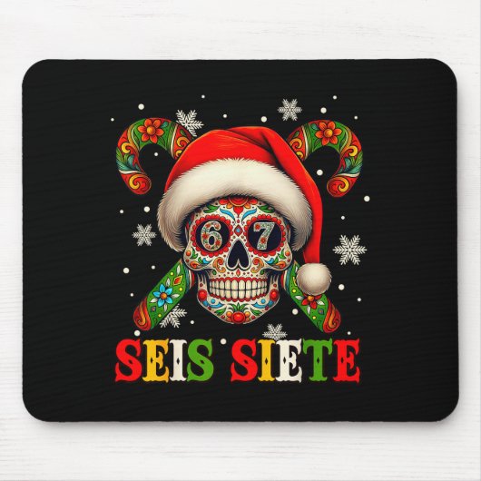 Christmas Dia De Los Muertos Sugar Skull Seis Siet Mousepad (Vorne)