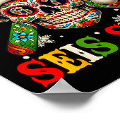 Christmas Dia De Los Muertos Sugar Skull Seis Siet Poster (Ecke)