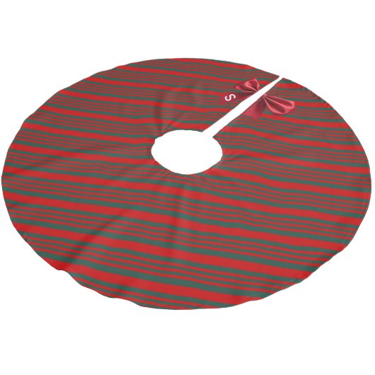 Christmas Diagonal Stripes Red Green Bow Polyester Weihnachtsbaumdecke (Schrägansicht)
