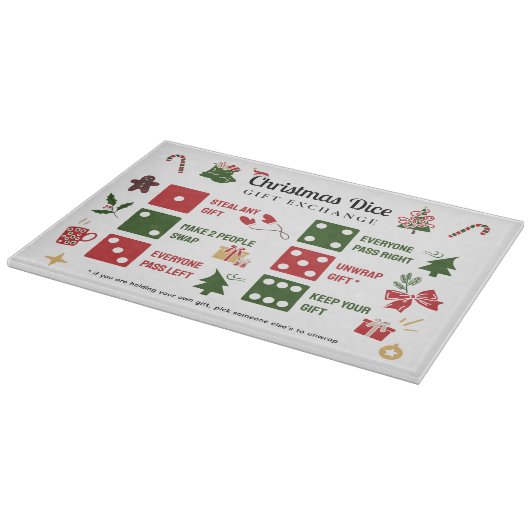 Christmas Dice Gift Exchange Cutting Board Schneidebrett (Ecke)