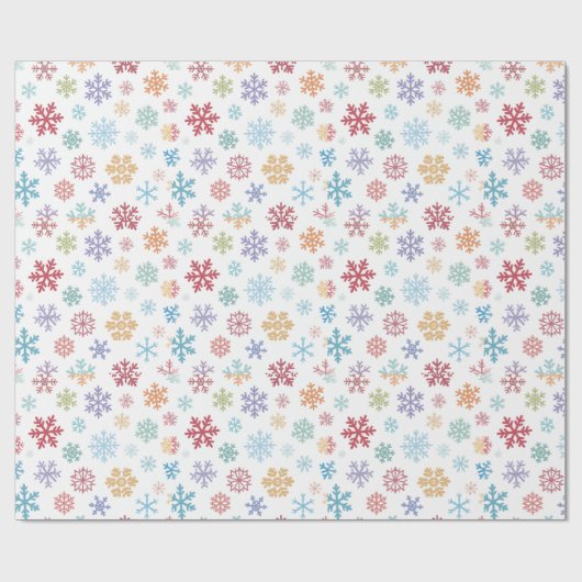 Christmas Different Coloured Snowflakes Packaging Geschenkpapier (Flach)