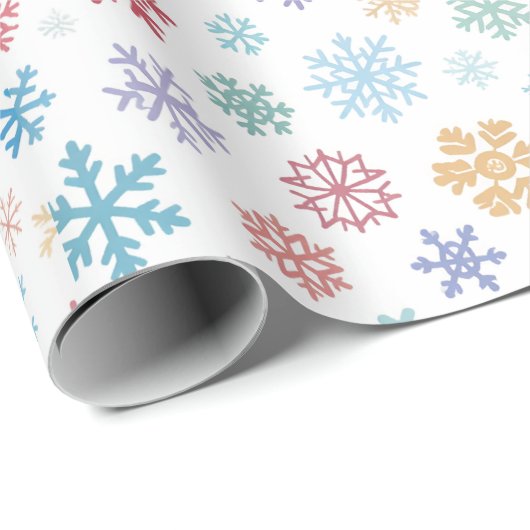 Christmas Different Coloured Snowflakes Packaging Geschenkpapier (Rolleneckpunkt)