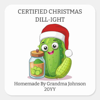 Christmas Dill‑ight Holiday Pickling Jar Quadratischer Aufkleber