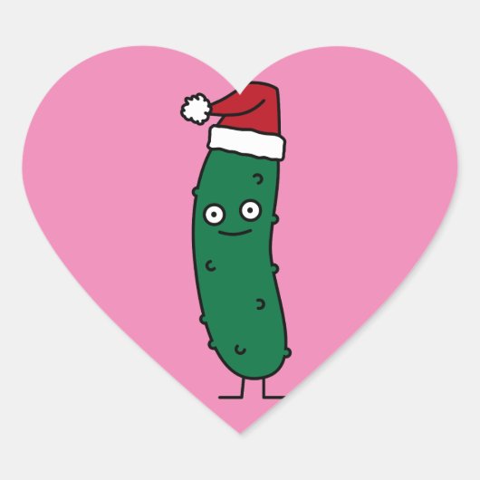 Christmas Dill Pickle mit einer Weihnachtsmannmütz Herz-Aufkleber (Vorderseite)