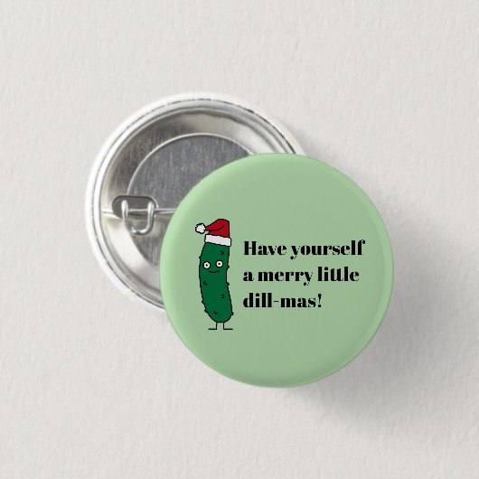 Christmas Dill Pickle wearing a Santa Hat Button (Vorne & Hinten)