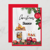 CHRISTMAS Dinner einladen Feiertagskarte (Vorne/Hinten)