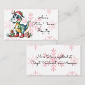 Christmas Dino Boy Baby Shower Registry Begleitkarte (Vorne/Hinten)
