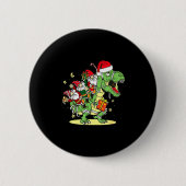 Christmas, Dino, Ugly Xmas, Trex Dinosaur, Gnome Button (Vorderseite)