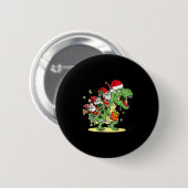Christmas, Dino, Ugly Xmas, Trex Dinosaur, Gnome Button (Vorne & Hinten)