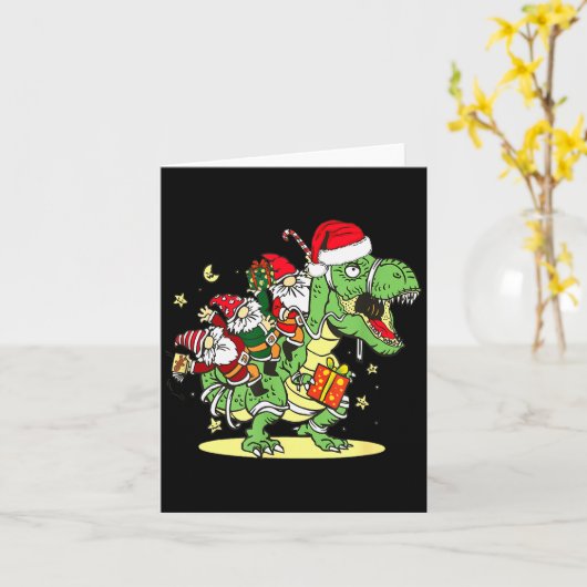 Christmas, Dino, Ugly Xmas, Trex Dinosaur, Gnome Karte (Gelbe Blume)