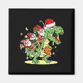 Christmas, Dino, Ugly Xmas, Trex Dinosaur, Gnome  Magnet (Vorne)