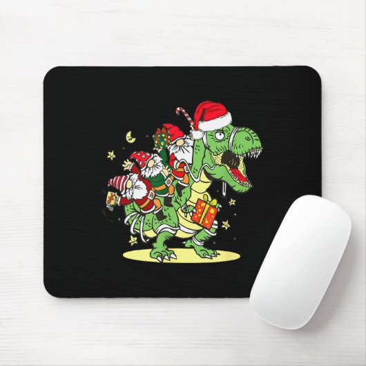 Christmas, Dino, Ugly Xmas, Trex Dinosaur, Gnome Mousepad (Mit Mouse)