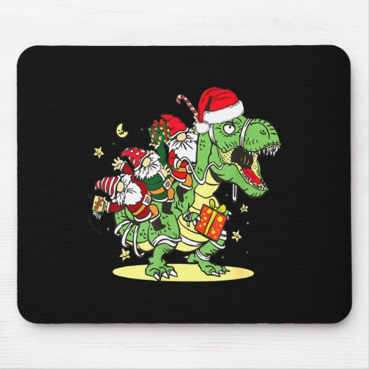 Christmas, Dino, Ugly Xmas, Trex Dinosaur, Gnome  Mousepad (Vorne)