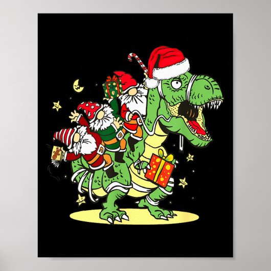 Christmas, Dino, Ugly Xmas, Trex Dinosaur, Gnome  Poster (Vorne)