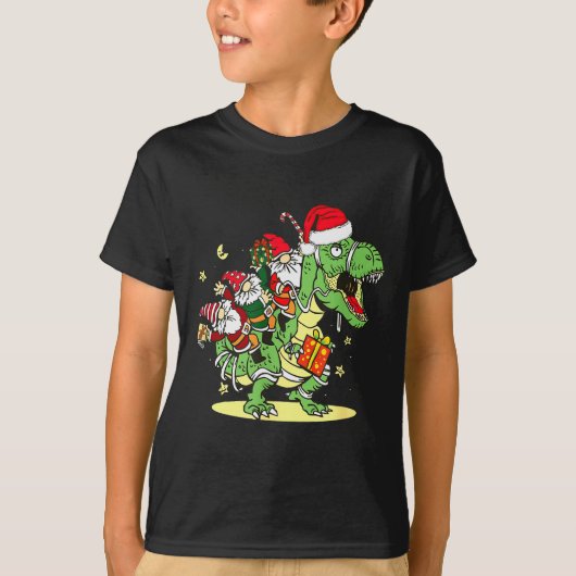 Christmas, Dino, Ugly Xmas, Trex Dinosaur, Gnome  T-Shirt (Vorderseite)