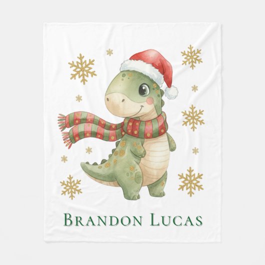 Christmas Dinosaur Birthday Party Gift Fleecedecke (Vorderseite)