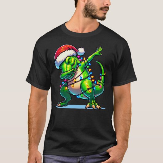 Christmas Dinosaur Boys Dabbing T Rex Santa Xmas F T-Shirt (Vorderseite)