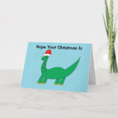 Christmas Dinosaur Brontosaurus Funny Personalize Karte (Vorderseite)
