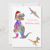 Christmas Dinosaur Custom Foto Feiertagskarte (Rückseite)