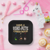 Christmas Dinosaur Dino Pun Pappteller (Party)