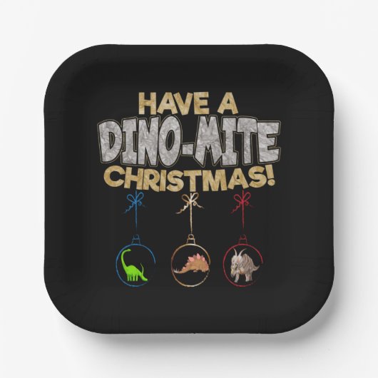 Christmas Dinosaur Dino Pun Pappteller (Vorderseite)