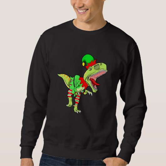 Christmas Dinosaur Elf Boys Kids Teens Xmas Men Sweatshirt (Vorderseite)