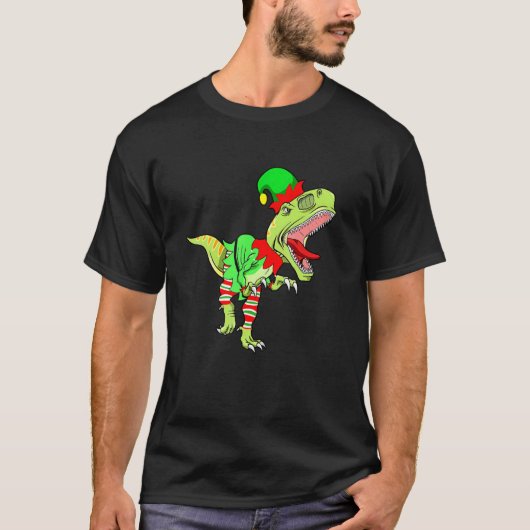 Christmas Dinosaur Elf Boys Kids Teens Xmas  Men T-Shirt (Vorderseite)