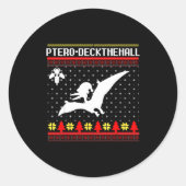 Christmas Dinosaur Funny Ugly Pterodactyl Holiday Runder Aufkleber (Vorderseite)
