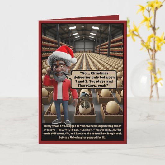 Christmas dinosaur karte (Gelbe Blume)