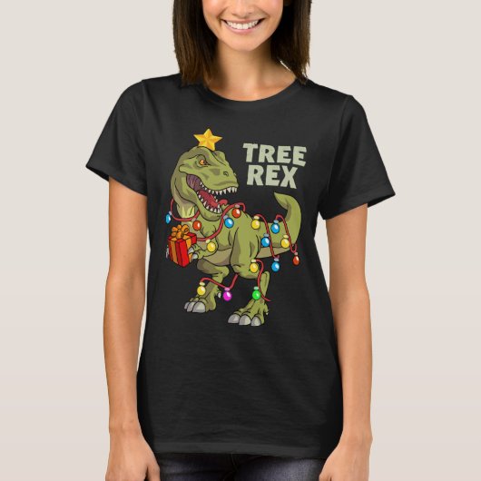 Christmas Dinosaur Lights Trex T-Shirt (Vorderseite)