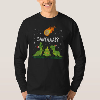 Christmas Dinosaur Meteor Santa Dino T-Shirt