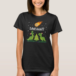 Christmas Dinosaur Meteor Santa Dino T-Shirt