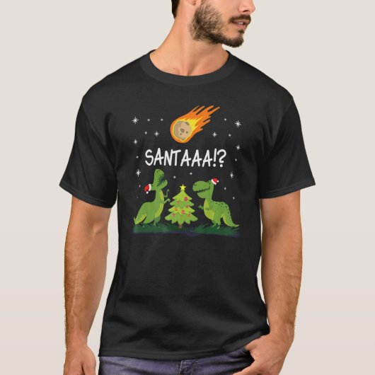 Christmas Dinosaur Meteor Santa Dino T-Shirt (Vorderseite)