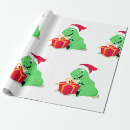 CHRISTMAS DINOSAUR MIT Weihnachtsmannmütze Wrappin Geschenkpapier