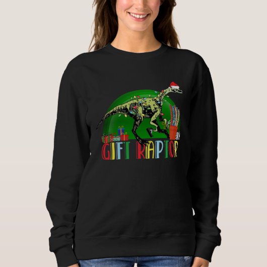 Christmas Dinosaur Raptor Sweatshirt (Vorderseite)